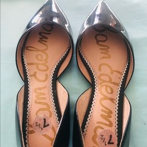 Patten leather flats